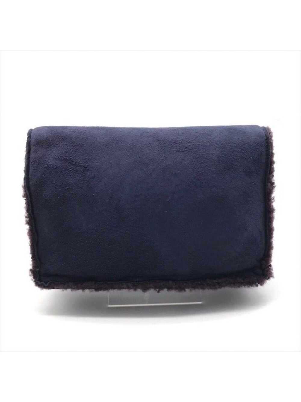 Chanel CC Logo Turnlock Mouton Hand Clutch Navy - Picture 2 of 10